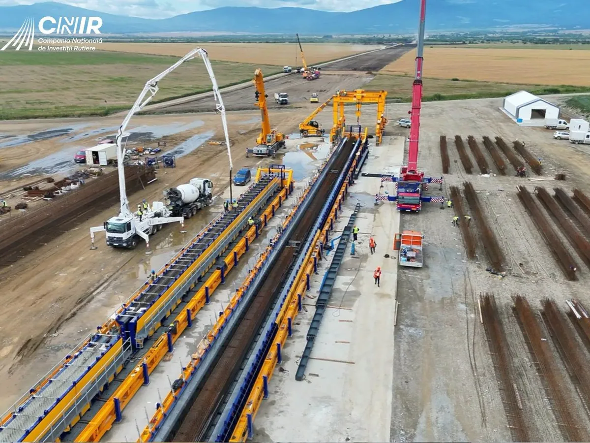 A început o etapă spectaculoasă pe Autostrada Sibiu–Pitești. Se montează cel mai înalt viaduct din România