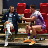 Finn Russell  (Stânga) și Stuart Hogg sunt colegi de echipă la naționala Scoției și doi dintre jucătorii cheie ai echipelor la care joacă  Foto: BT Sport Rugby