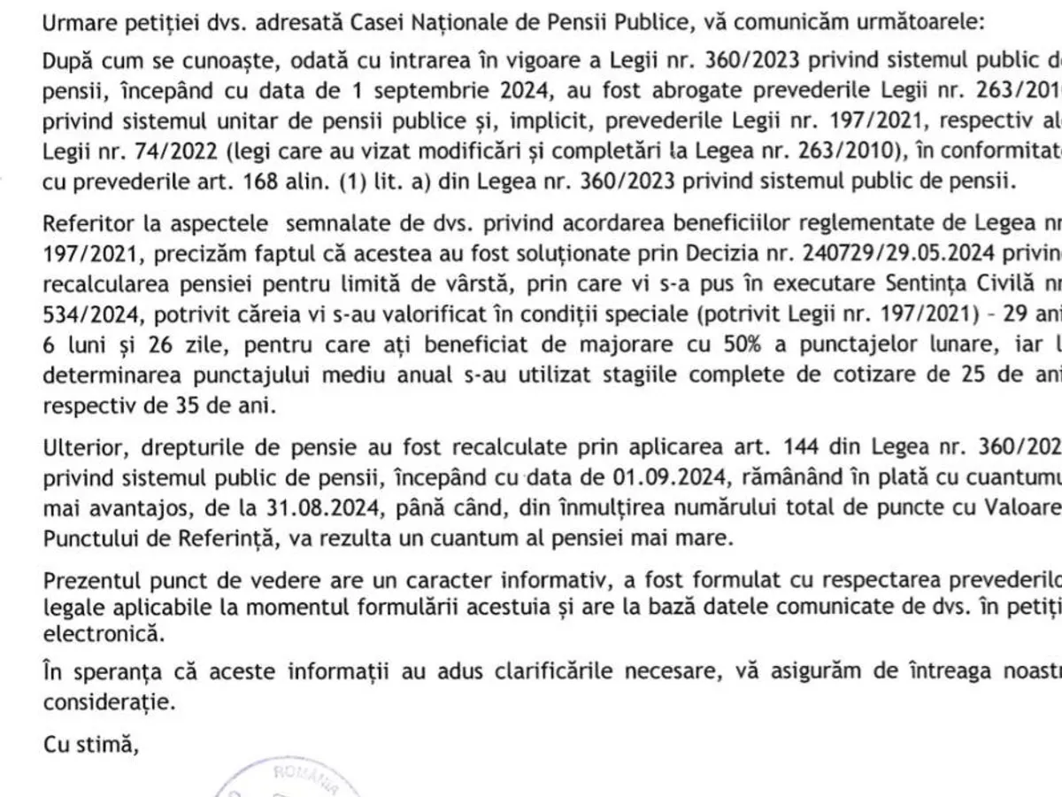 Captură petiție pensie