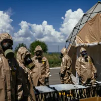 Ministerul ucrainean pentru Situații de Urgență a organizat exerciții de răspuns în caz de dezastru nuclear la centrala Zaporojie /foto: Profimedia Images
