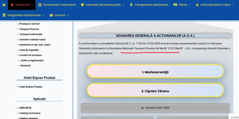 Mariana Ioniță la CFR Marfă - Foto: CFR Marfă