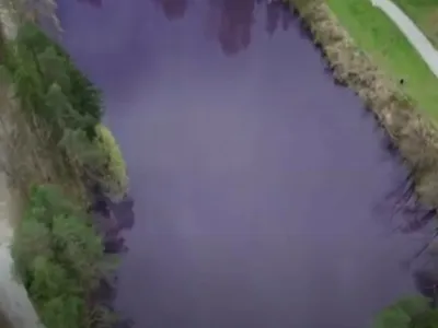 Un lac din Europa a devenit violet peste noapte. Care este explicația acestui fenomen? - Foto:  Captură video Youtube / CityNews  /