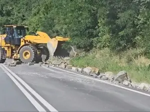 A început coșmarul șoferilor! Traficul pe Valea Oltului, închis total. Cum se lucrează - Foto: captură video