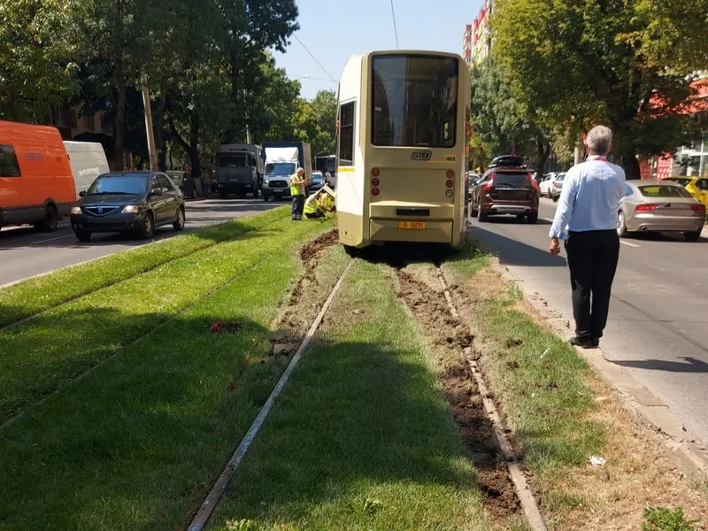 Cum strică tramvaiele și crește riscul de accident iarba pusă între șine de primării în Capitală - Foto: Facebook/Asociația Metrou Ușor