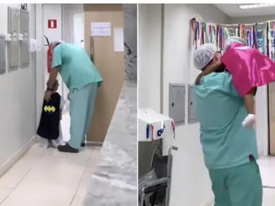 Un chirurg s-a costumat în supererou pentru a-i duce pe copii în sala de operație. Mii de reacții Foto: captură video TikTok/ drjoe_md