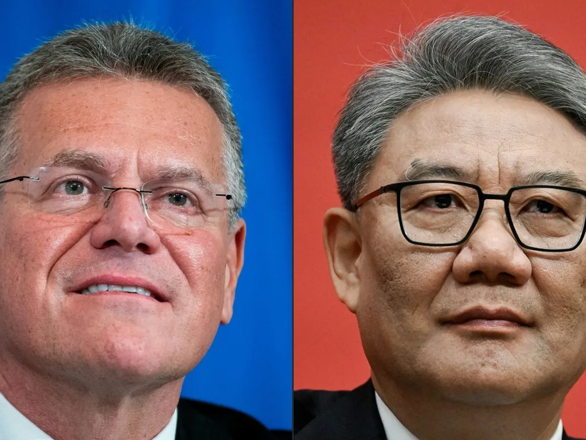 Comisarul european pentru Comerţ, Maroš Šefčovič, şi ministrul chinez al Comerţului, Wang Wentao - Foto: Profimedia Images