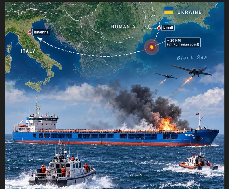 Rusia confirmă că a bombardat Izmail. Portul, aproape de locul scufundării navei Turciei în Marea Neagră - Foto: Facebook/milliyetcimedya