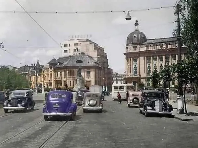 Mercedes pe contrasens, la Romană, în 1943. / Foto: Twitter, Dr. Grant T. Harward