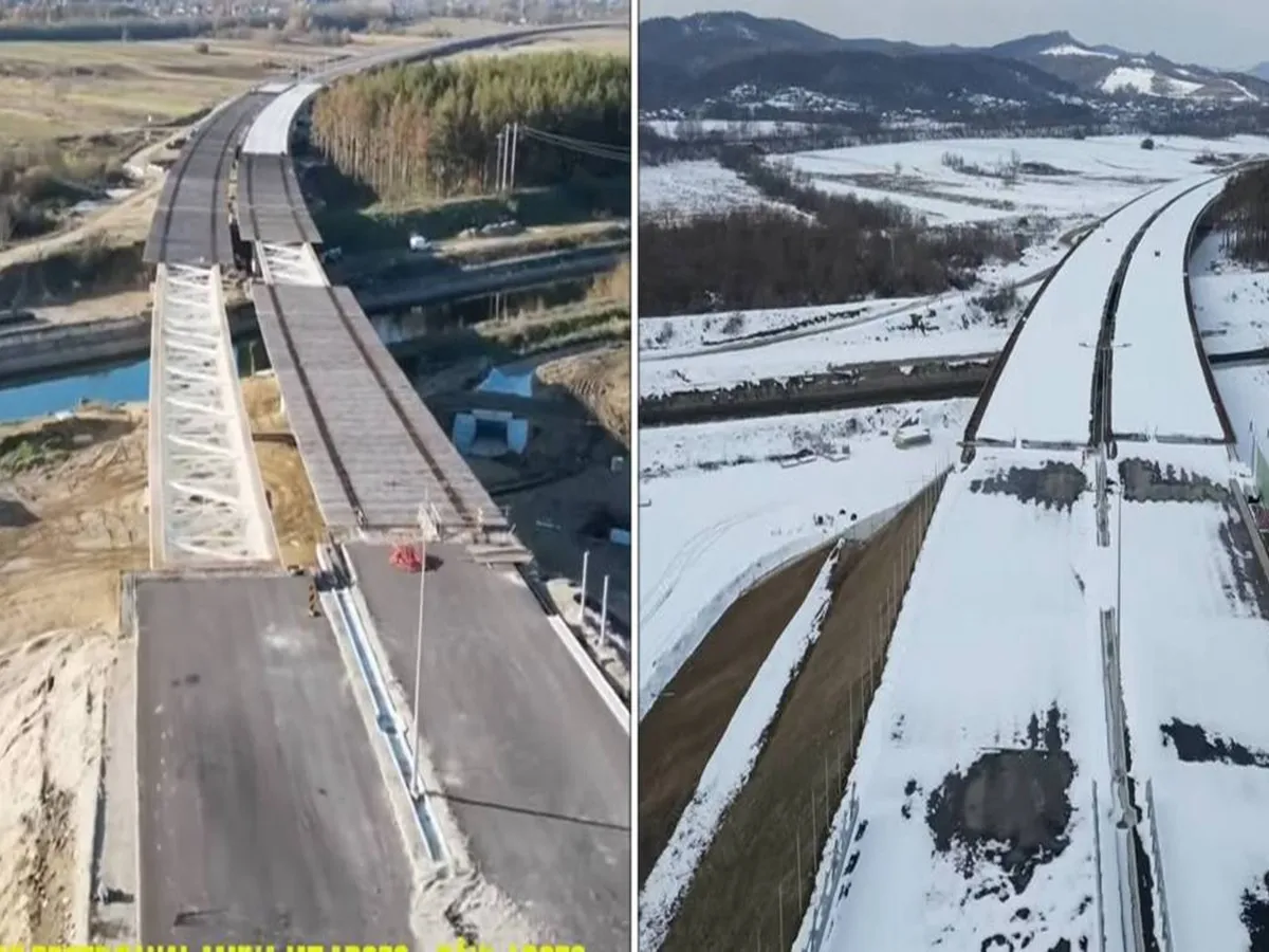 Evoluția lucrărilor pe lotul 5 al Autostrăzii Pitești-Sibiu în ultimele 3 luni. Gata la vară? - Foto: Facebook / Drum Expres Focsani-Braila-Constanta
