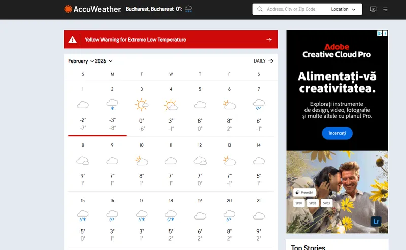 Vremea București - Foto: accuweather