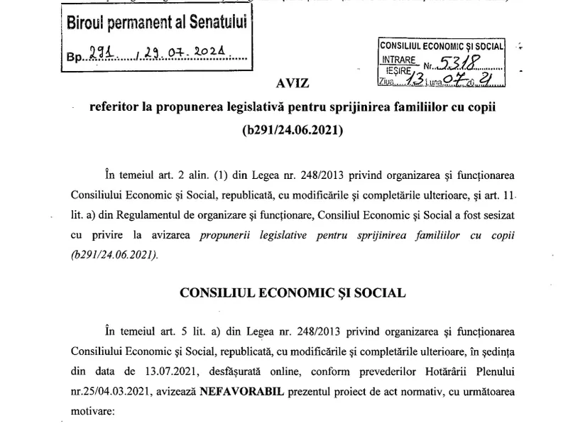 Observațiile CES. Sursă: senat.ro