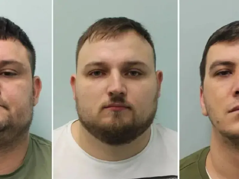 Valentin Badica, Ionica Badica și Cristian Damaschin au fost închiși în aprilie pentru implicarea lor într-o rețea de prostituție care trafica femei din România în Marea Britanie - Foto: captură The Sun