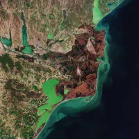 Delta Dunării, văzută prin obiectivul stateliților misiunii Copernicus Sentinel-2. / Foto: esa.int