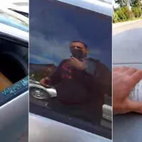 Și-a distrus mașina în fața polițiștilor într-un live. De ce a recurs șoferul la gestul necugetat? Foto: captura video si colaj Antena3