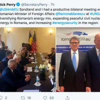 Tweet-ul lui Rick Perry, in care n-o pomenește pe Dăncilă, deși ea este chiar în fața lui