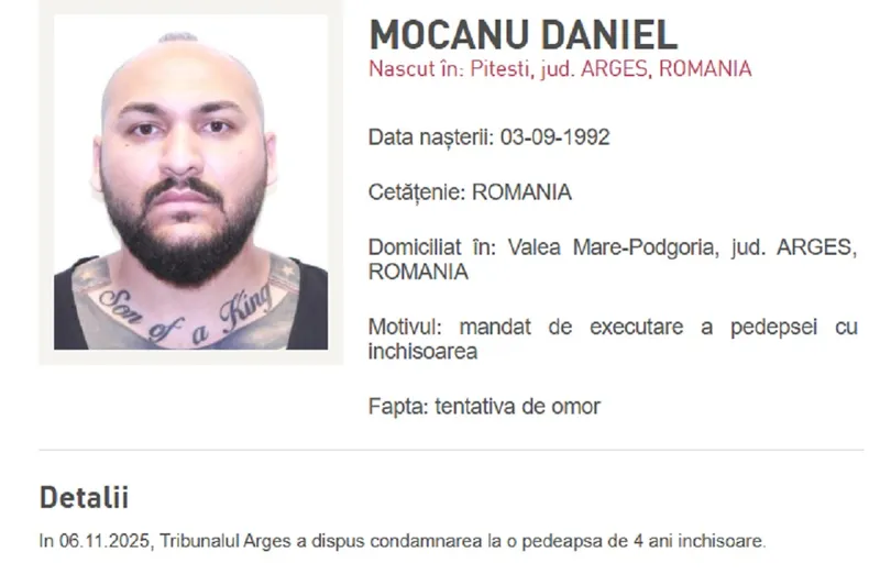 Dani Mocanu dat în urmărire - Foto: Poliția Română