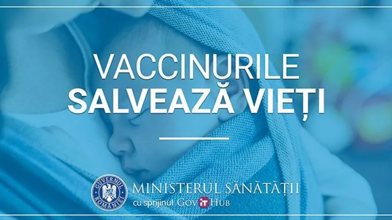 Afiș al campaniei Ministerului Sănătății, începută în noiembrie 2016. Ministerul are și un site dedicat imunizării, desprevaccin.ro