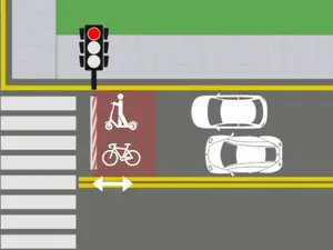 Marcajele „ASL” (Advanced Stop Line), ce vor da prioritate la semafor bicicletelor și trotinetelor. / Foto: Facebook