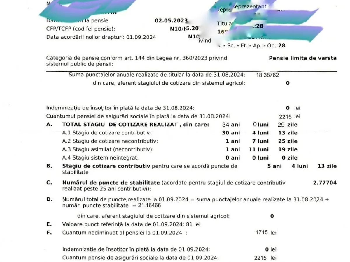 Foto: captură decizie pensionar