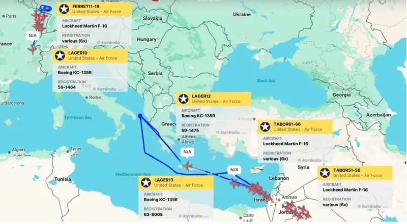 SUA copleșește militar Orientul Mijlociu - Foto: ItaMilRadar
