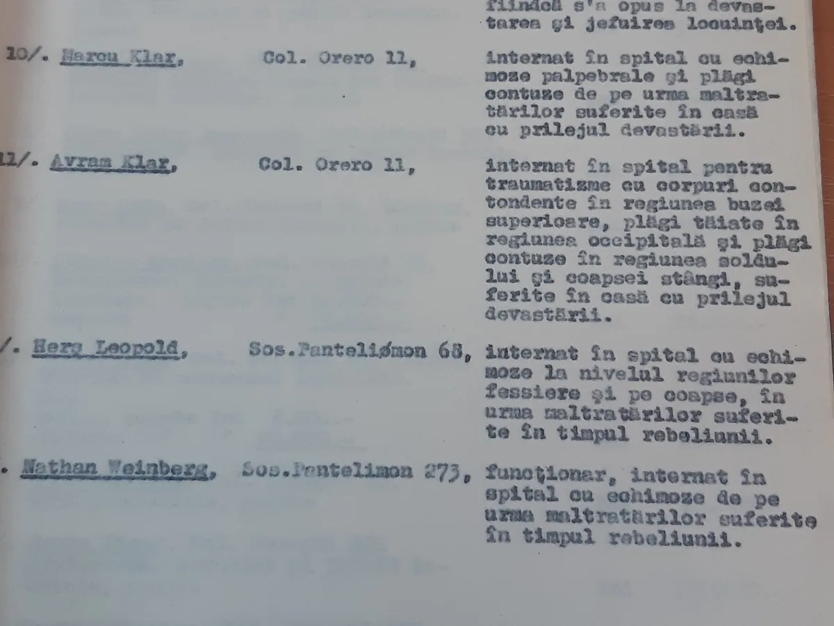Memoriul înaintat de Federația Uniunilor de Comunități Evreiești. Sursa: CSIER, Fond Teroarea legionară. Măsuri și acțiuni antievreiești în București, dosar III 943, fila 105 (5)