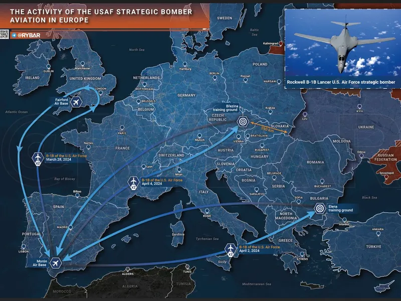 Bombardierele strategice americane în Europa - Foto: Rybar