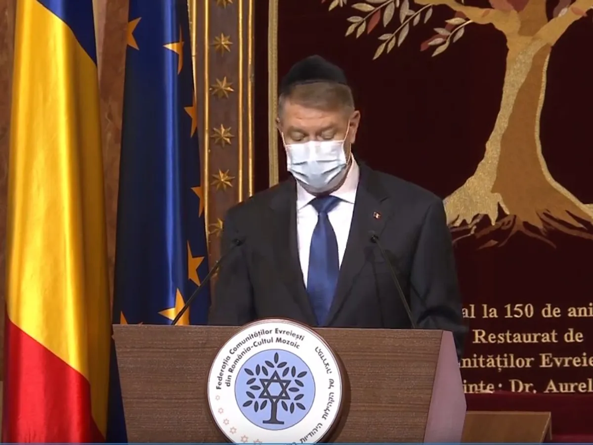 Șeful statului a susținut un discurs la Templul Coral din București. FOTO: Captură video.