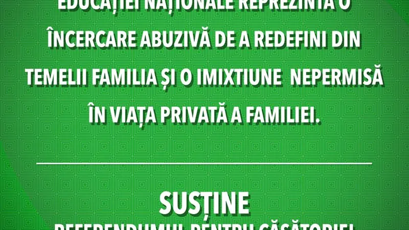 Unul dintre mesajele promovate pe Facebook de Coaliția pentru Familie despre Strategia de Educație Parentală. Sursa: Facebook Coaliția pentru Familie
