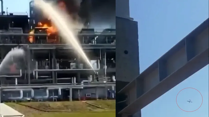 VIDEO O dronă kamikaze PD-1 ar fi atacat rafinăria Novoshakhtinsk din Rusia, la 8 km de Ucraina/FOTO: colaj newsweek