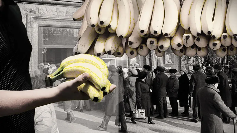 În comunism erau cozi la banane, pentru Crăciun - Foto: colaj Newsweek