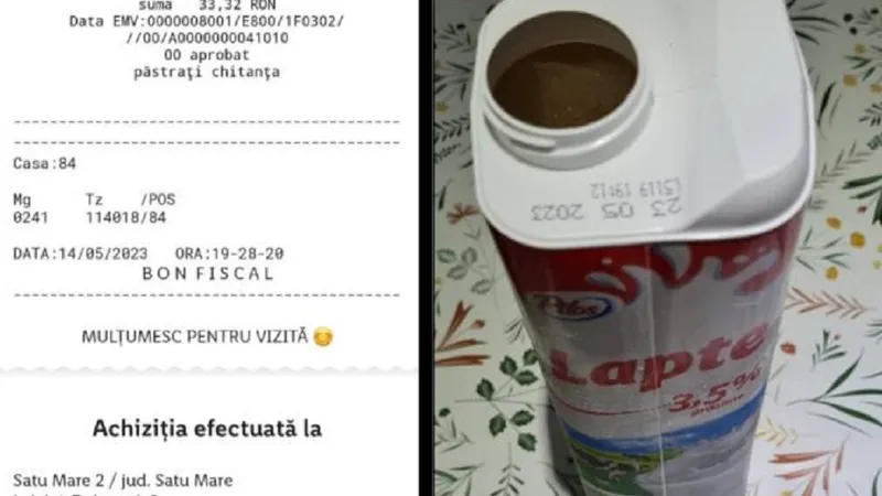 Lapte cu râme într-un supermarket Foto: captură video presasm.ro