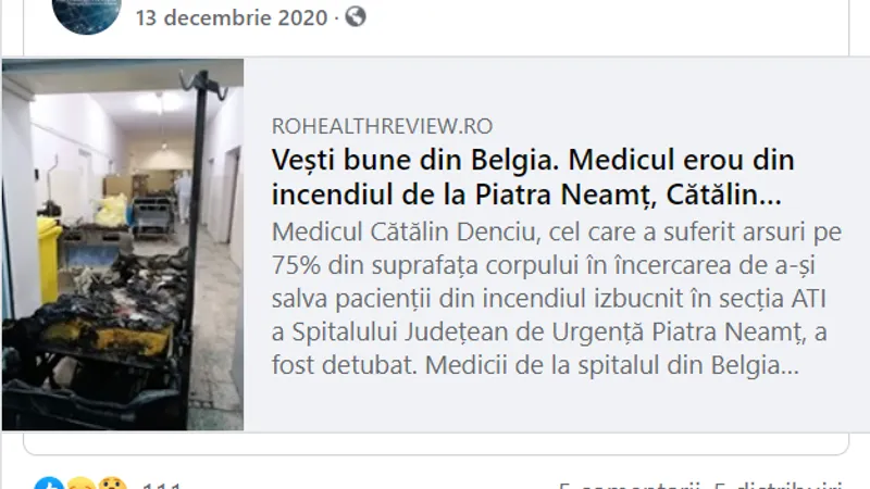 Postarea medicului Flavia Groșan Foto: Facebook