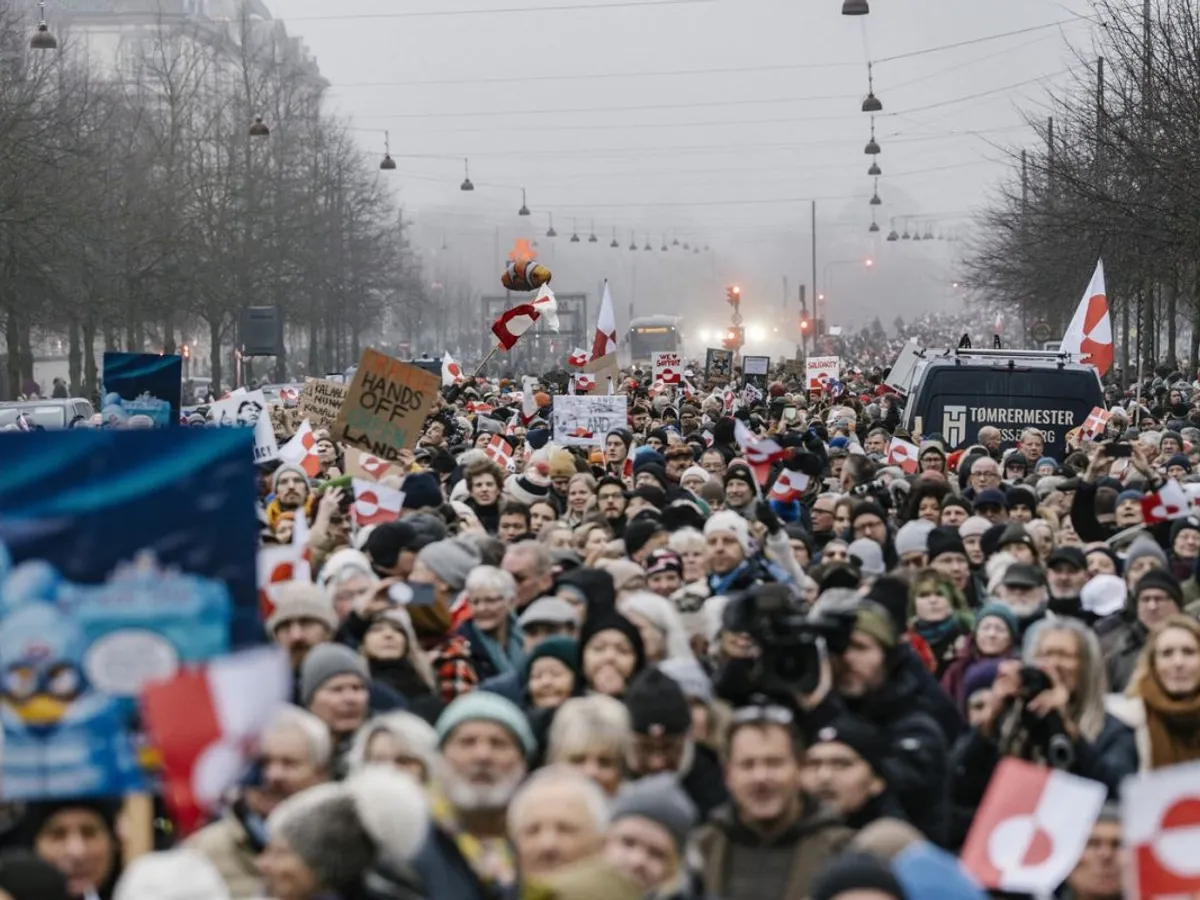 Manifestanţi în Copenhaga exprimându-i solidaritatea cu Groenlanda - Foto: Profimedia Images
