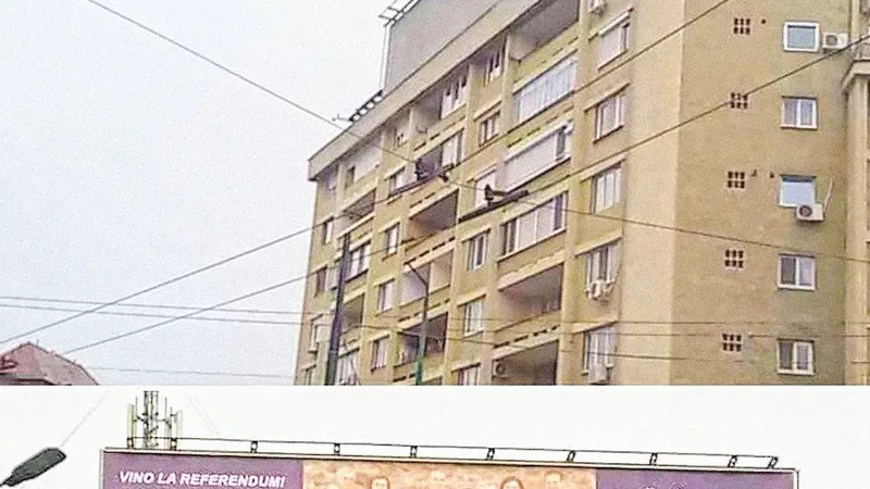 Un afiș cu fake news care a apărut la Timișoara.