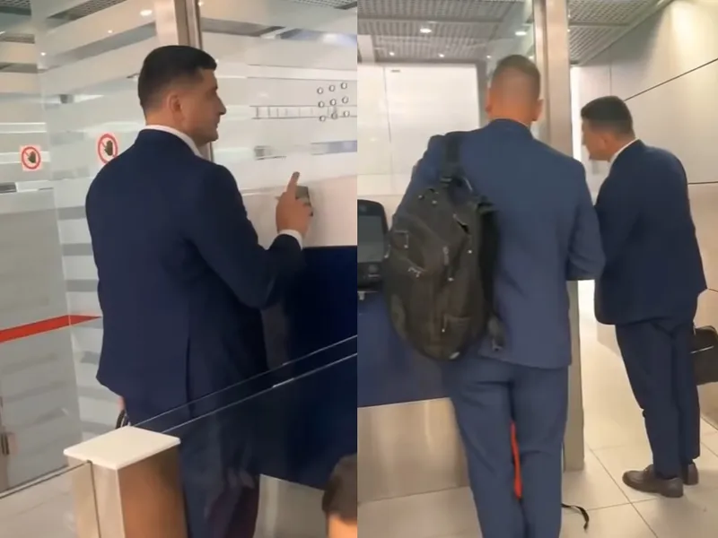 George Simion încalcă regulile în aeroport. Filmat bătând la un geam închis. ”N-am timp, mă” - Foto: captură Facebook