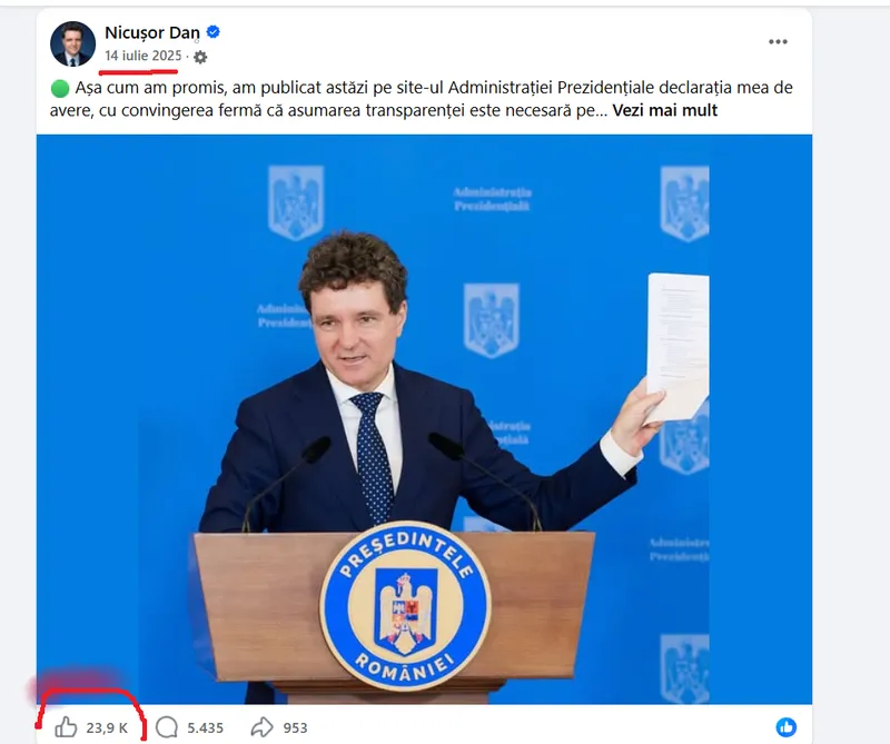 Postare Nicușor Dan - Foto: FB / Nicușor Dan