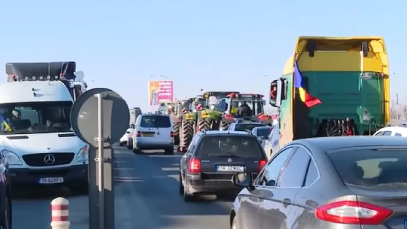 Fermierii și transpotratorii protestează Foto: Captură Digi 24 - rol ilustrativ