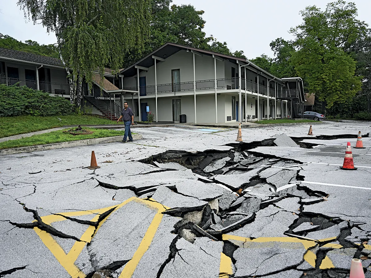 Pagube provocate de inundații în Highland Falls, New York