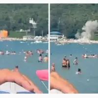 Momentul în care o dronă a Ucrainei este doborâtă de ruși pe o plajă la Marea Neagră - Foto: Profimedia Images (imagine cu  rol ilustrativ)
