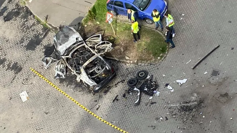 Mașina în care e fost ucis omul de afaceri aărdean Ioan Crișan Foto: Flaviu-Ovidiu Stuhulet