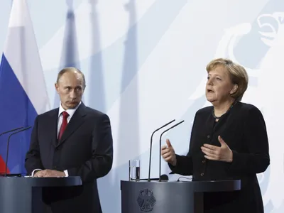 Vladimir Putin și Merkel Foto: Profimedia Images
