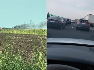 Incendiu pe autostrada A7 - Foto: facebook/ Stiri de Buzău