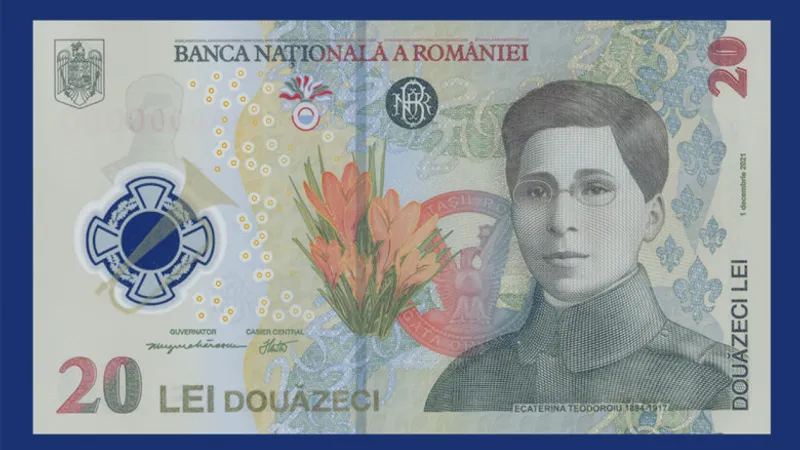BNR a prezentat în premieră noua bancnotă de 20 de lei/FOTO: BNR