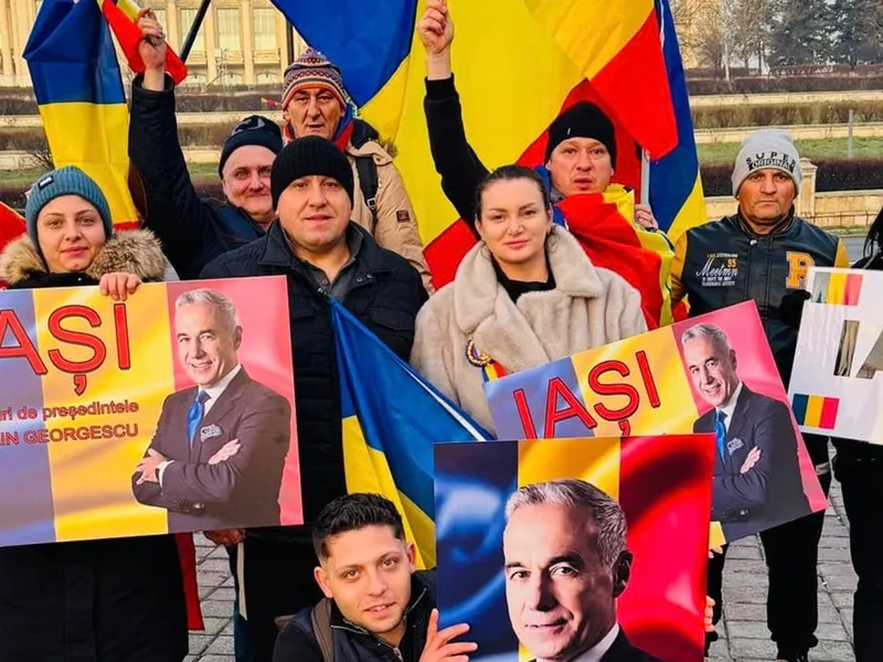 Petronel Corduneanu și Alina Filip ( centru) au venit să protesteze pentru Călin Georgescu și în București Foto: Facebook