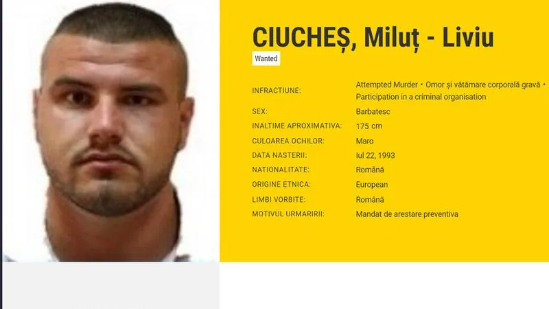 Interlopul Miluț, ucigașul cuscrului lui Adi Minune, pe lista celor mai căutați infractori în Europa Foto: eumostwanted.eu