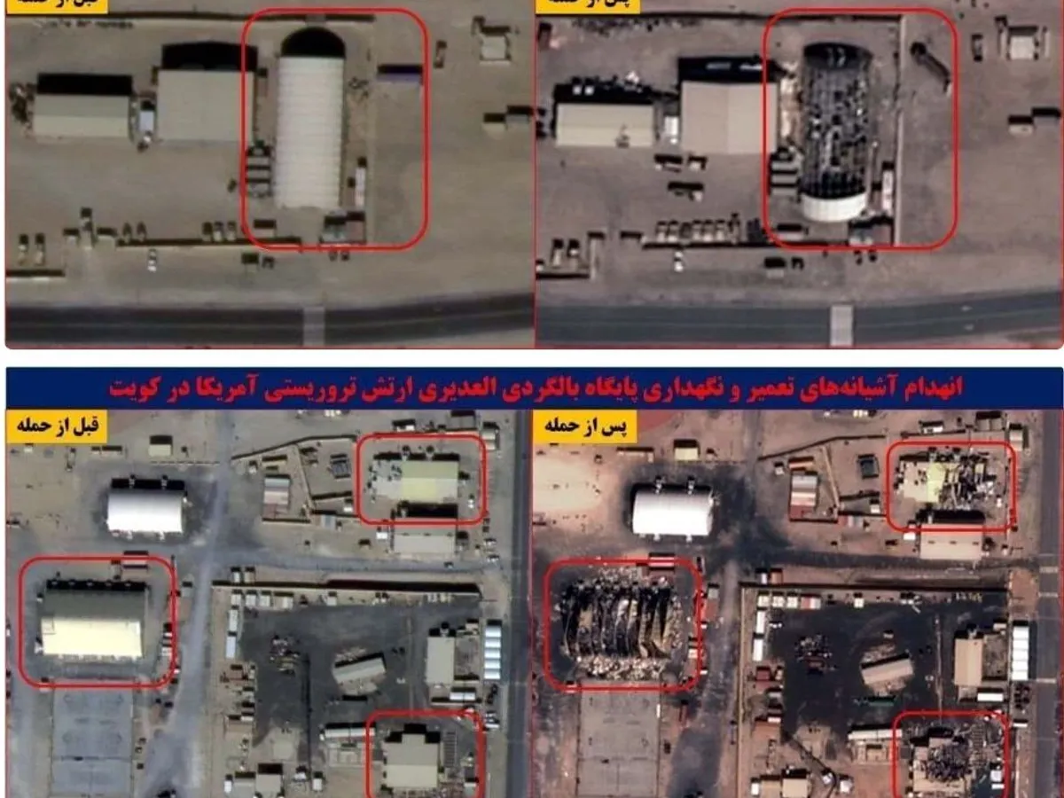 Distrugeri la baza aeriană Udairi din Kuweit - Foto: Militarny News