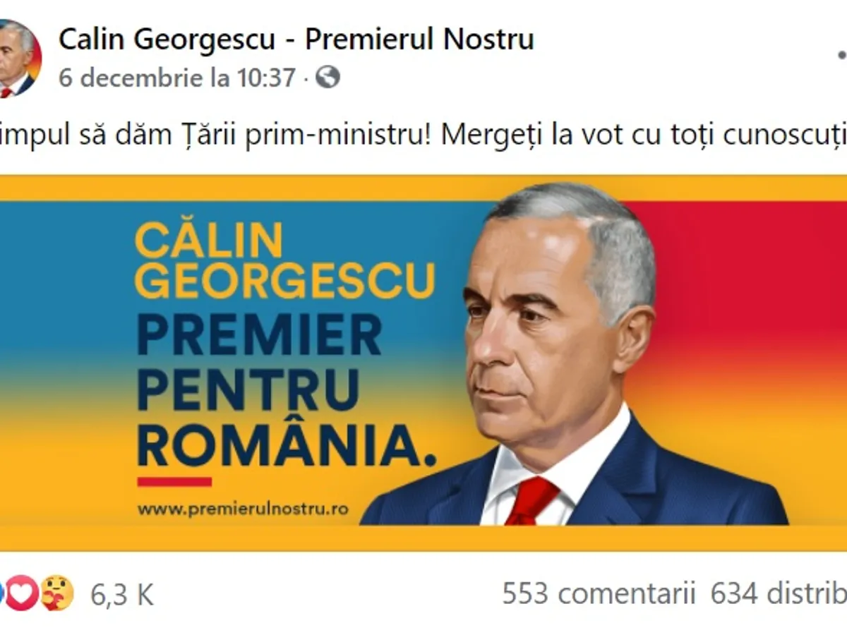 Călin Georgescu, „salvarea” în ochii AUR. Sursa: Facebook