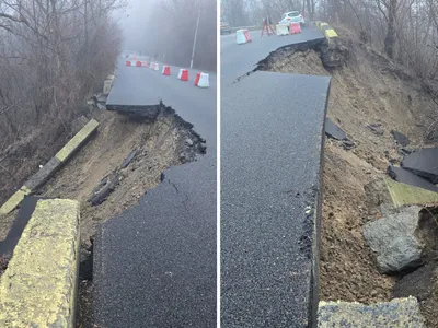 Drumul care face legătura între orașele Câmpina și Cornu din județul Prahova s-a rupt - Foto: observatorulph.ro