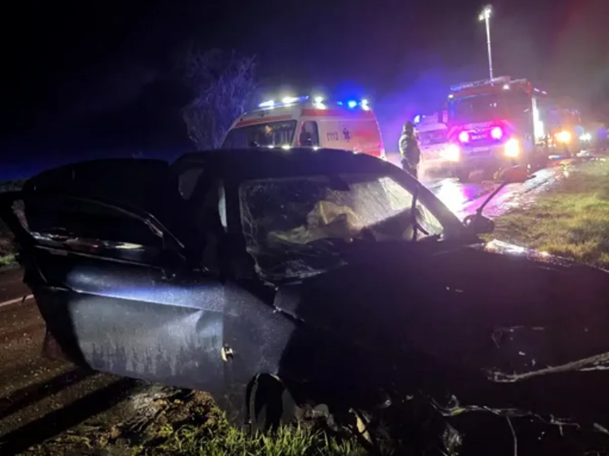 Un accident rutier grav s-a produs noaptea trecută în județul Cluj, între localitățile Viișoara și Boldut - Foto: ISU