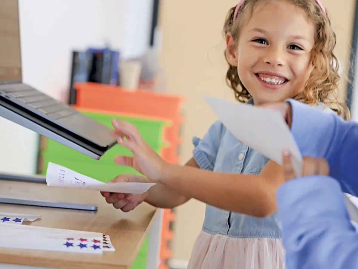 Sarah, 6 ani, este elevă la Alpha School, Brownsville